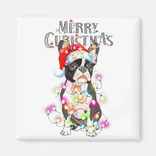Boston Terrier Christmas Lights Xmas Dog  Magnet