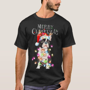 Boston Terrier Christmas Lights Xmas Dog T-Shirt