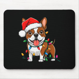 Boston Terrier Christmas Lights Xmas Dogs Men Wome Mouse Pad