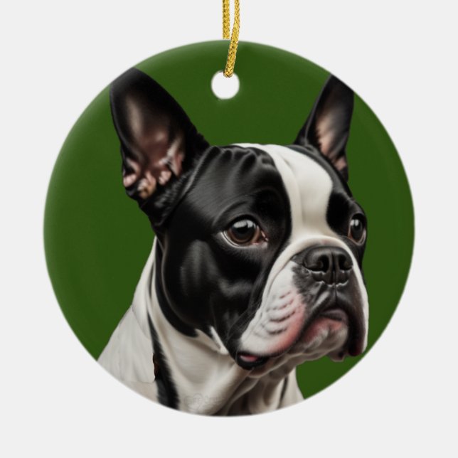 Boston Terrier Christmas Ornament (Front)