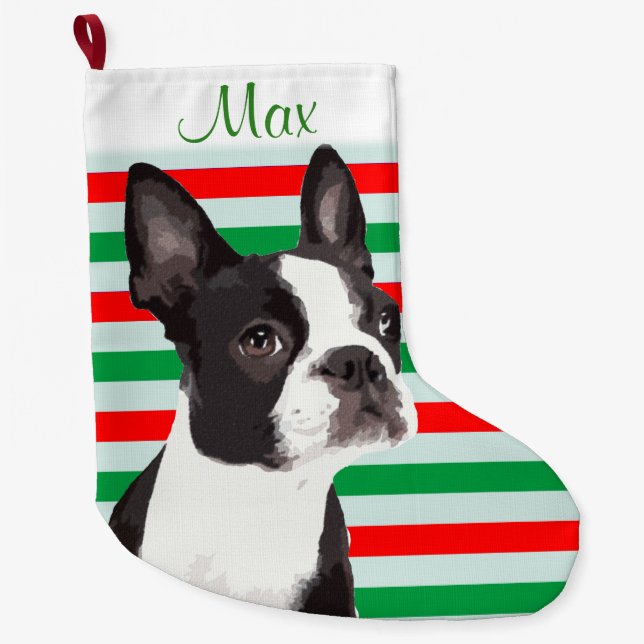 Boston Terrier Christmas Pet Stocking (Front)