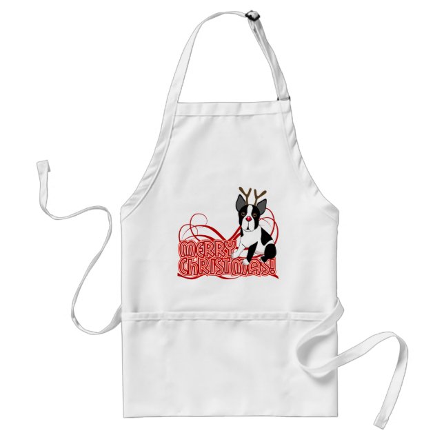Boston Terrier Christmas Standard Apron (Front)