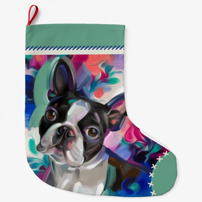 Boston Terrier Christmas Stocking | Ornament (Front)