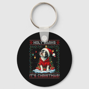 Boston Terrier Christmas Tree Decorations Dog Love Key Ring