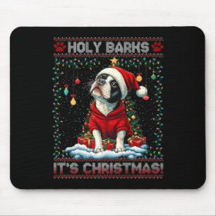 Boston Terrier Christmas Tree Decorations Dog Love Mouse Pad