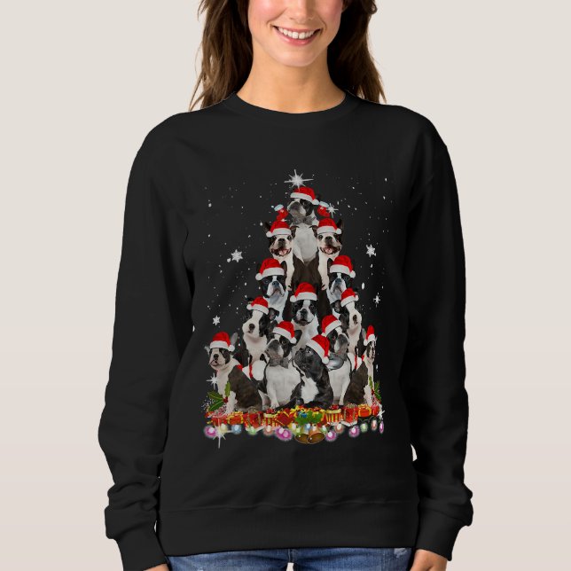 Boston Terrier Christmas Tree Dog Sweatshirt (Front)