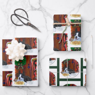 Boston Terrier Christmas Wrapping Paper Sheet
