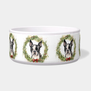 Boston Terrier Christmas Wreath Festive Pup 