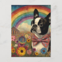Boston Terrier Circus Hippie Rainbow