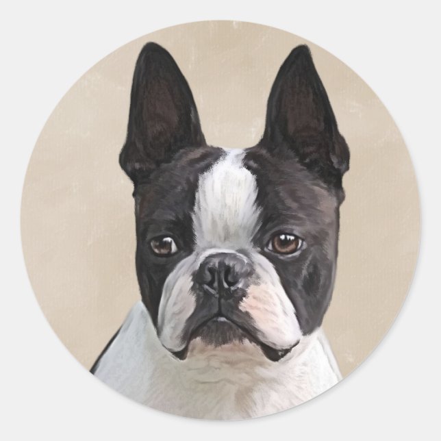 Boston Terrier Classic Round Sticker (Front)