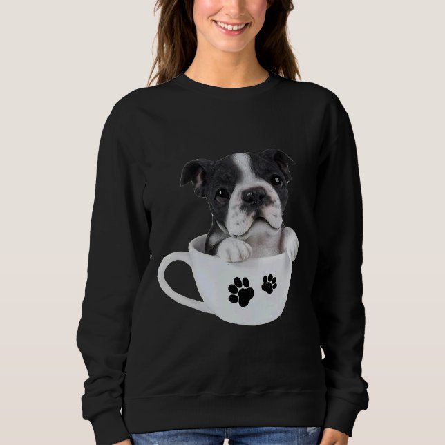 Boston Terrier Coffee Cup Car Sweatshirt (Front)