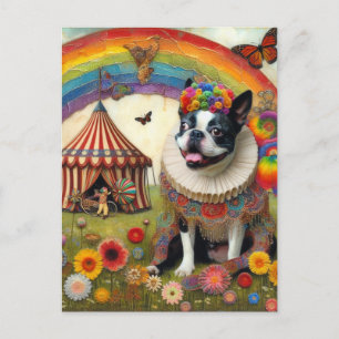 Boston Terrier Colourful Circus Postcard