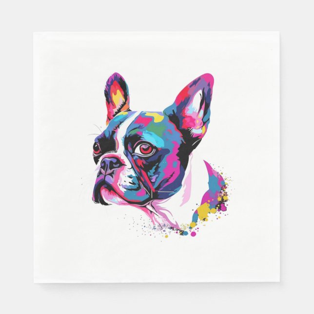 Boston Terrier Colourful  Napkin (Front)