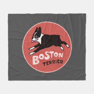 Boston Terrier Cool Cartoon Dog Fleece Blanket