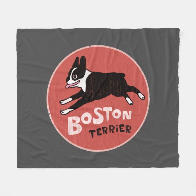 Boston Terrier | Cool Cartoon Dog Fleece Blanket (Front (Horizontal))