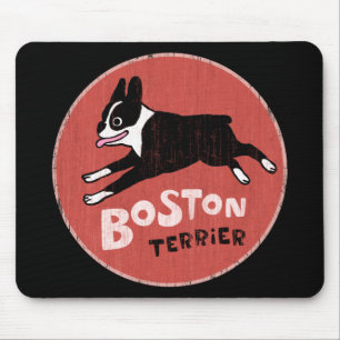 Boston Terrier Cool Retro Style Cute Cartoon Dog Mouse Pad