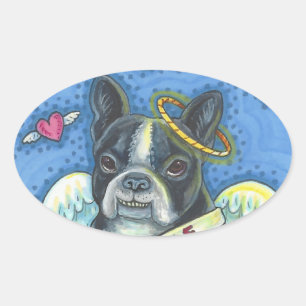 Boston Terrier, CUPID DOG VALENTINE STICKERS Sheet