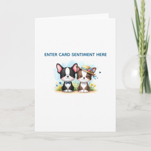 Boston Terrier Custom Text Greeting Card (Front)