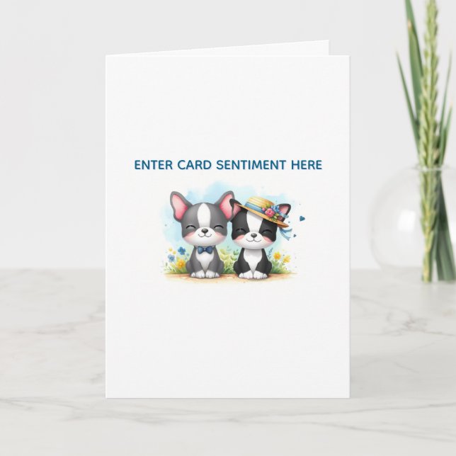Boston Terrier Custom Text Greeting Card (Front)