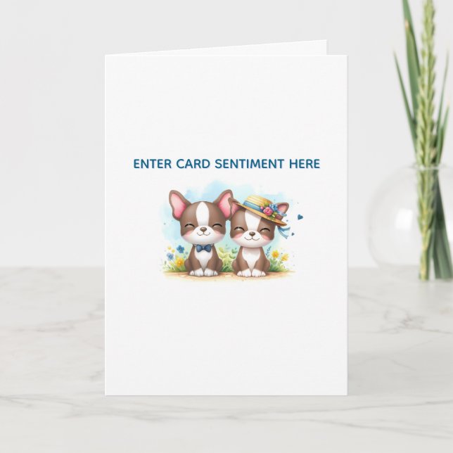 Boston Terrier Custom Text Greeting Card (Front)