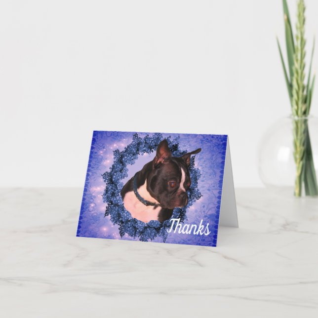 Boston Terrier Customisable Thank You Card (Front)