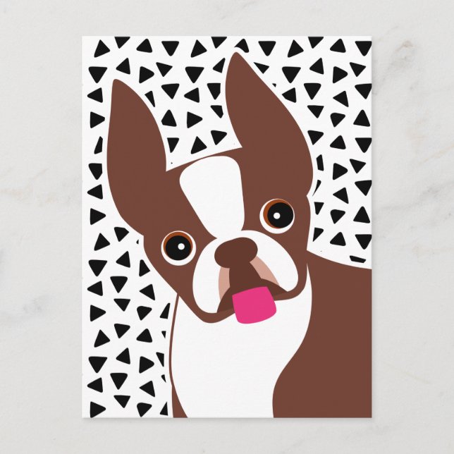 Boston Terrier Cute Brown and White Postcard (Front)