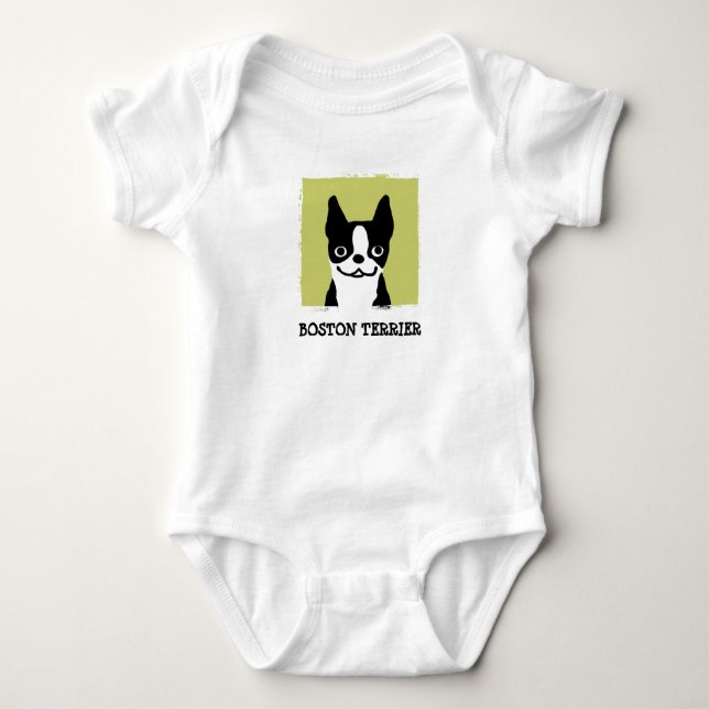 Boston Terrier | Cute Dog Face Baby Bodysuit (Front)
