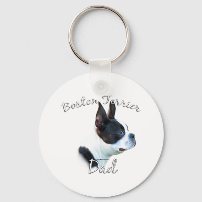 Boston Terrier Dad 2 Key Ring (Front)