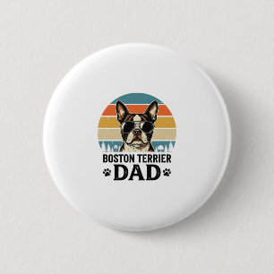 Boston Terrier Dad Vintage Dog Lover Design_1 6 Cm Round Badge