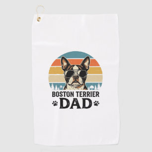 Boston Terrier Dad Vintage Dog Lover Design_1 Golf Towel