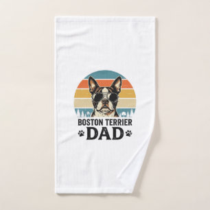 Boston Terrier Dad Vintage Dog Lover Design_1 Hand Towel