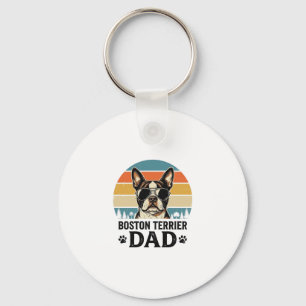Boston Terrier Dad Vintage Dog Lover Design_1 Key Ring