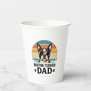 Boston Terrier Dad Vintage Dog Lover Design_1 Paper Cups
