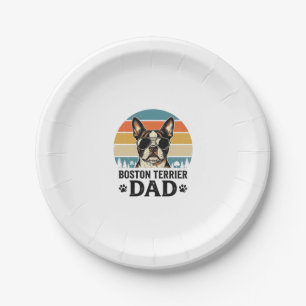 Boston Terrier Dad Vintage Dog Lover Design_1 Paper Plate