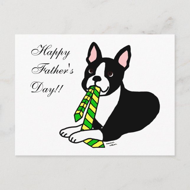 Boston Terrier Daddy with Tie 1 Postcard (Front)