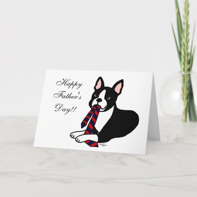 Boston Terrier Daddy with Tie 2 Card (Front)