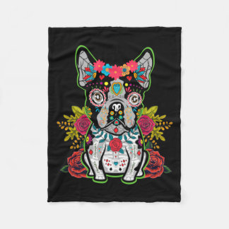 Boston Terrier Dia De Los Muertos Day Of The Fleece Blanket