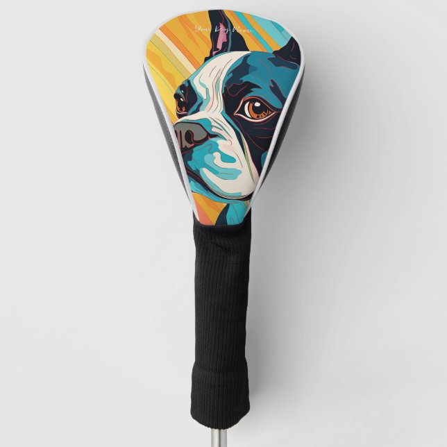 Boston Terrier Dog 004 - Bruno Pokopen Golf Head Cover (Front)