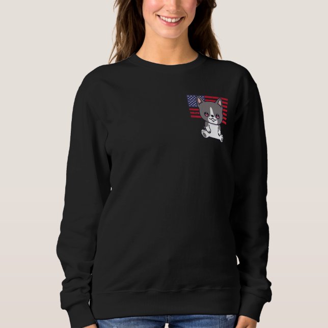 Boston Terrier Dog 4th Of July Patriotic Usa Ameri Sweatshirt (Front)