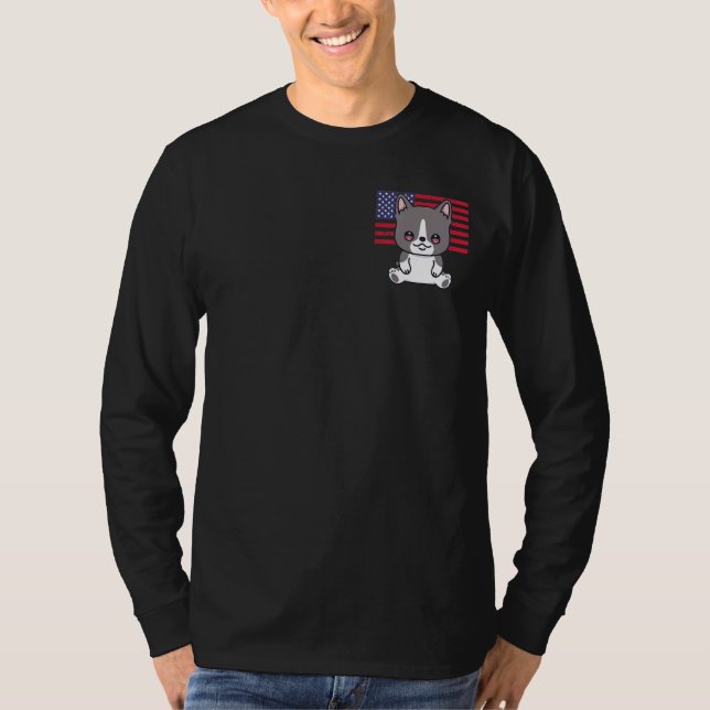 Boston Terrier Dog 4th Of July Patriotic Usa Ameri T-Shirt (Front)
