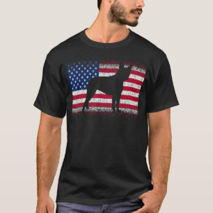 Boston Terrier Dog & American Flag Patriotic July  T-Shirt