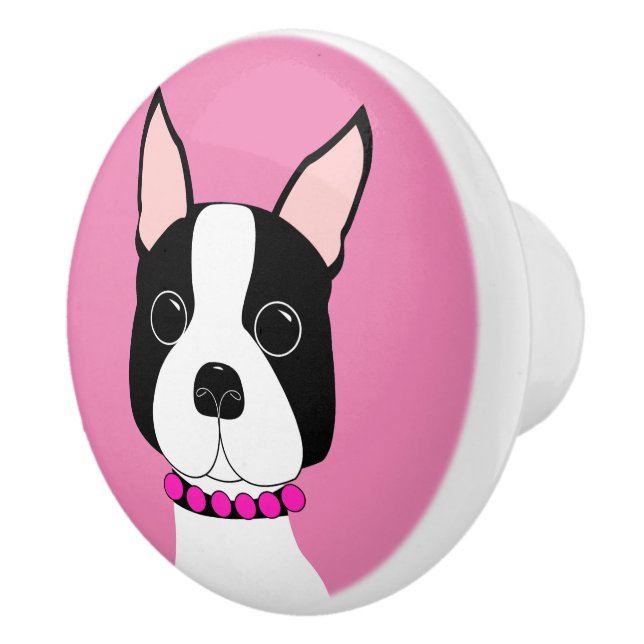 Boston Terrier Dog Art Drawer Knob (Right)