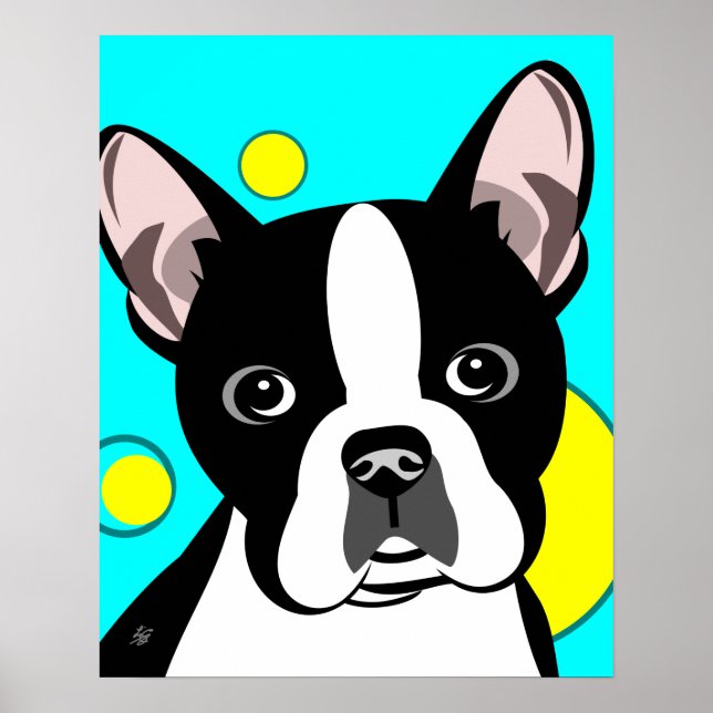 Boston Terrier Dog Art Poster (Front)