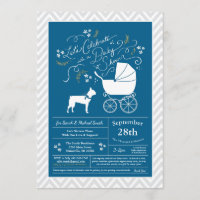 Boston Terrier Dog Baby Shower Blue Boy