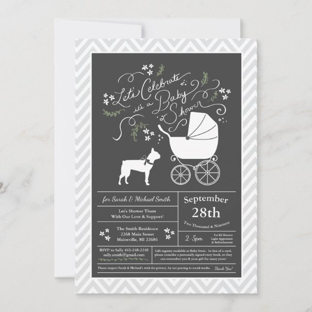 Boston Terrier Dog Baby Shower Invitation (Front)