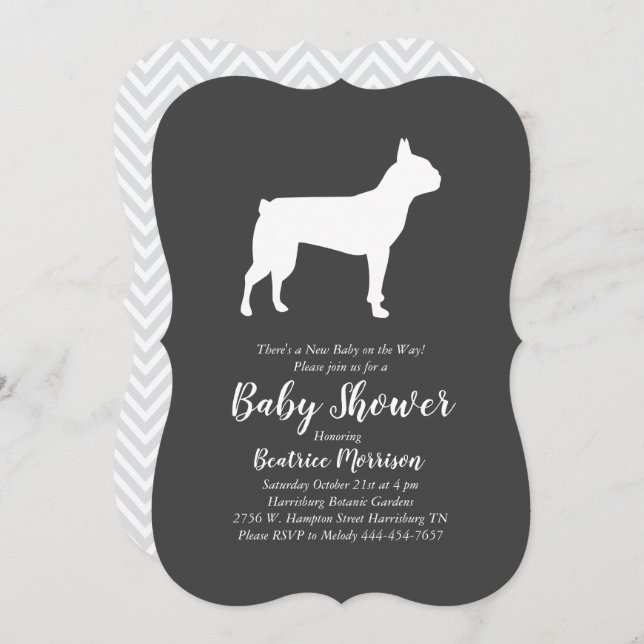 Boston Terrier Dog Baby Shower Invitation (Front/Back)