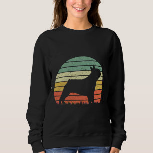 Boston Terrier Dog Breed Vintage Retro Sunset Silh Sweatshirt