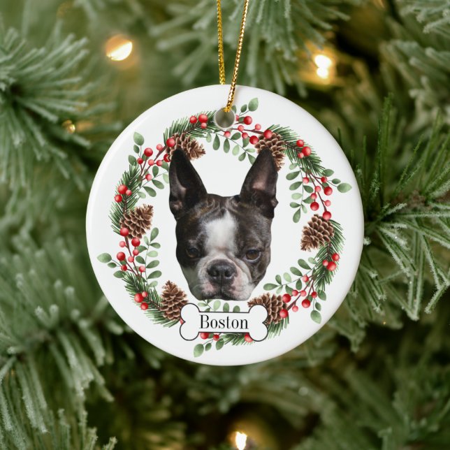 Boston Terrier  dog Ceramic Tree Decoration (Tree)