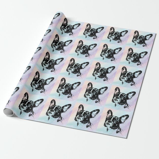 Boston Terrier Dog Chic Art Design Wrapping Paper (Unrolled)