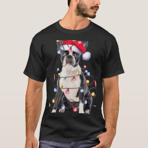 Boston Terrier Dog Christmas Lights Xmas Dog T Shi T-Shirt